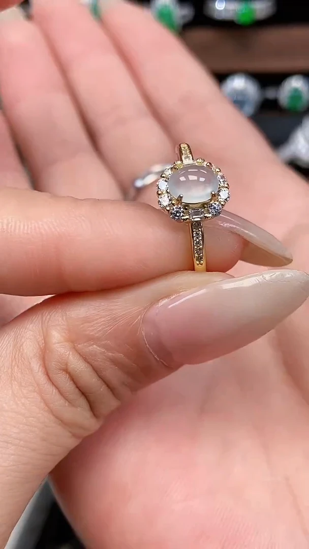 银S925镶嵌戒指翡翠6884