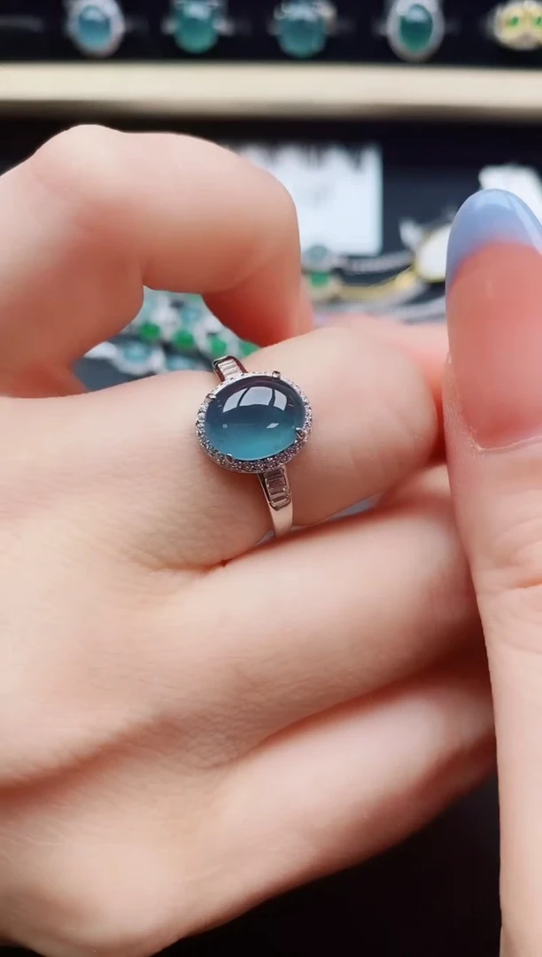 翡翠戒指银S925镶嵌32131