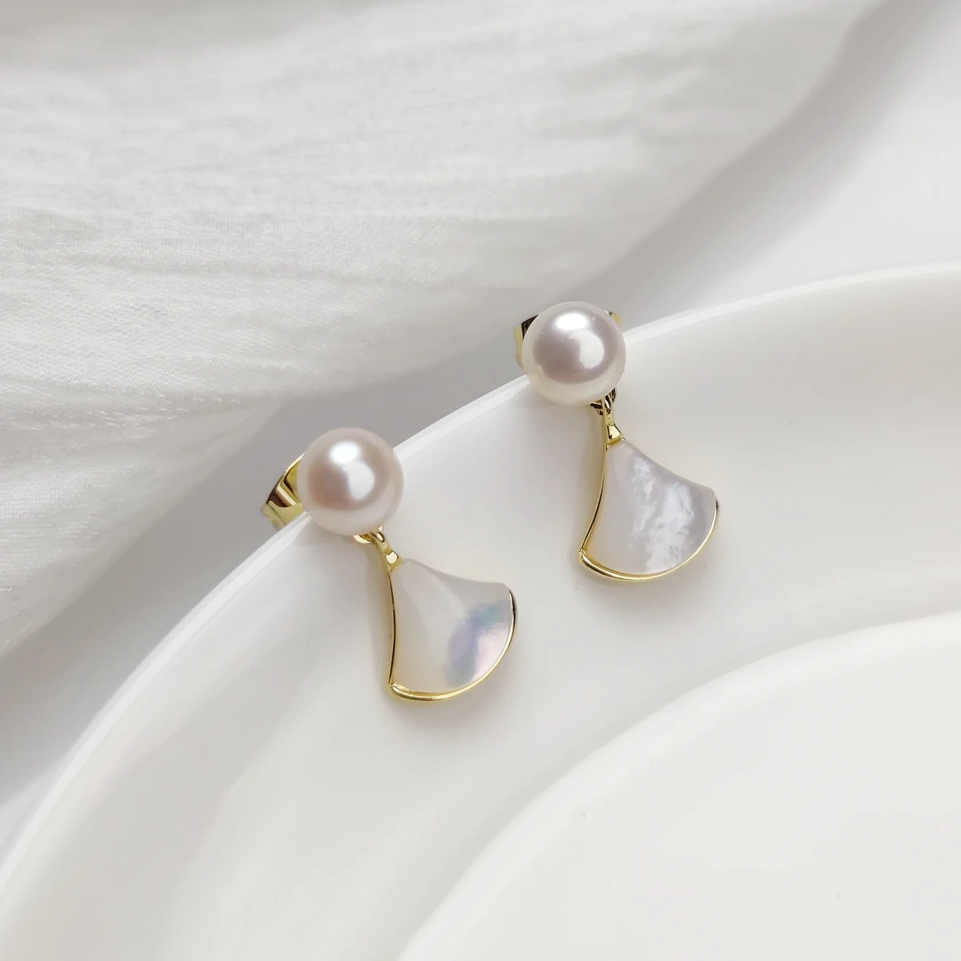 6-7mm天然淡水珍珠925银针吊坠珍珠耳钉0661