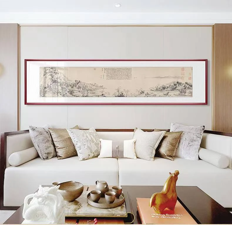 实木装饰画《富春山居》客厅，书房，茶室，沙发背景墙装饰画