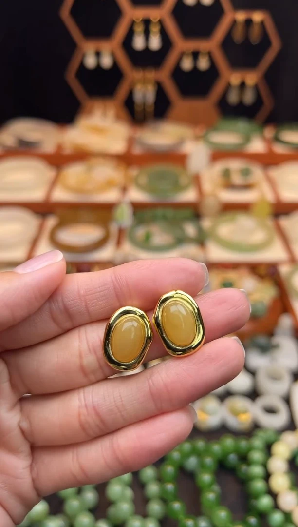 银S925镶嵌和田玉耳饰福利