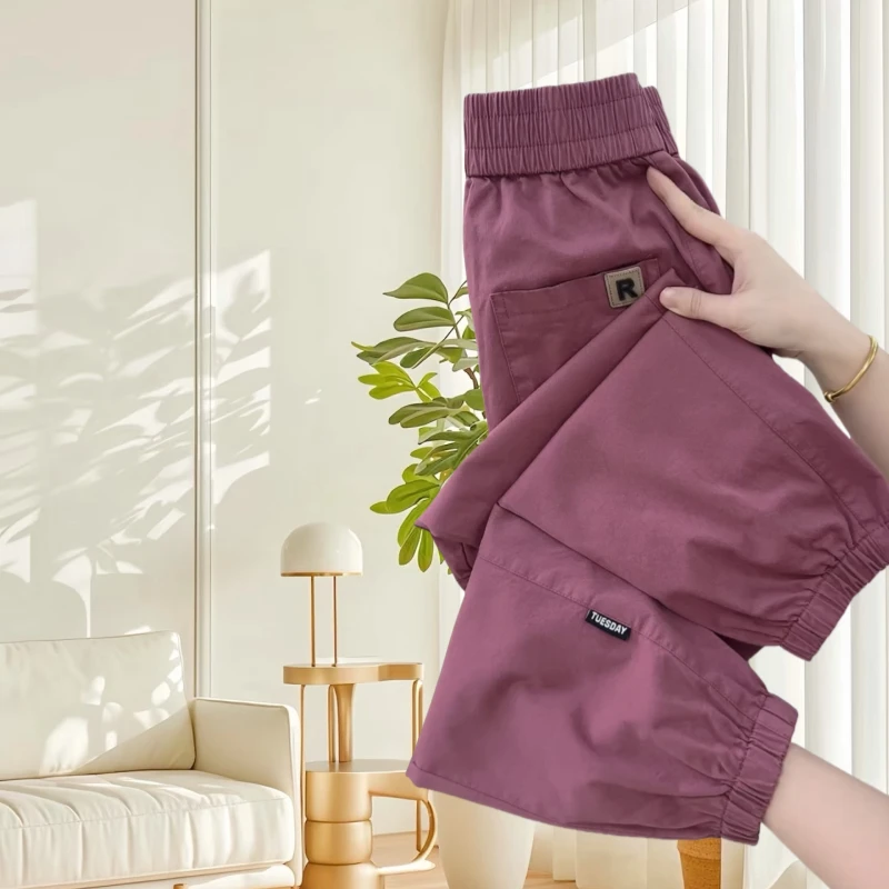 夏季新款高档水洗棉小个子休闲裤女士裤子束脚百搭宽松洋气不挑龄