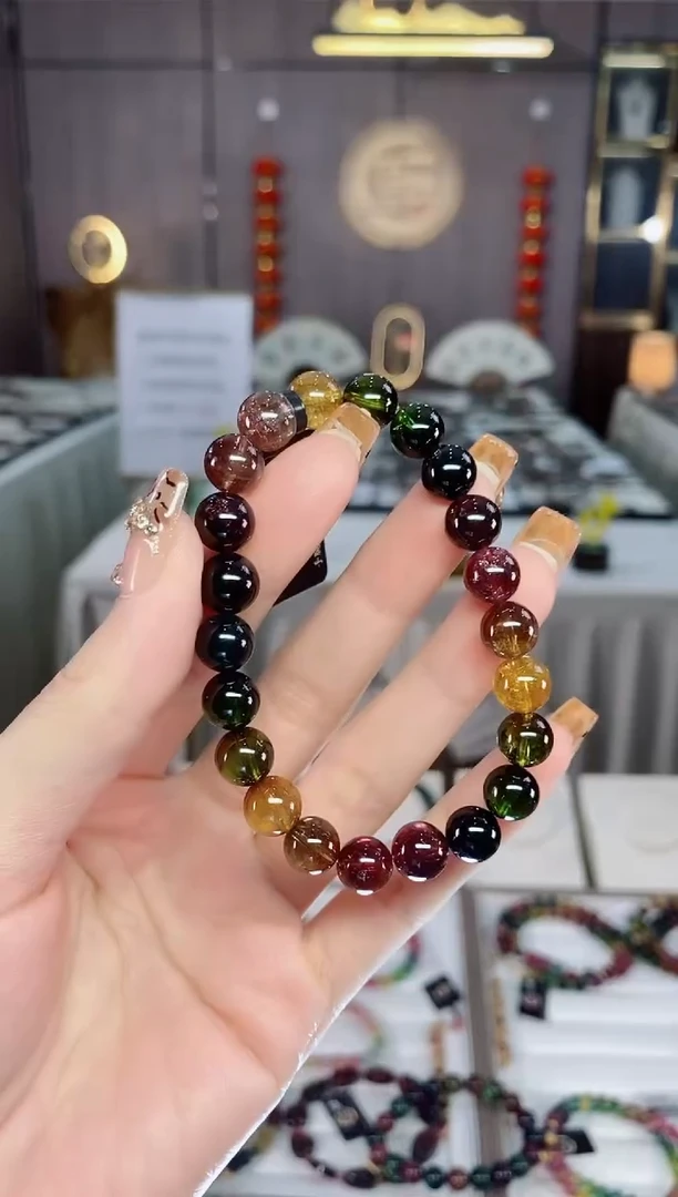 老矿碧玺高净体单圈手串8mm+未镶嵌碧玺dan多样性发货一条