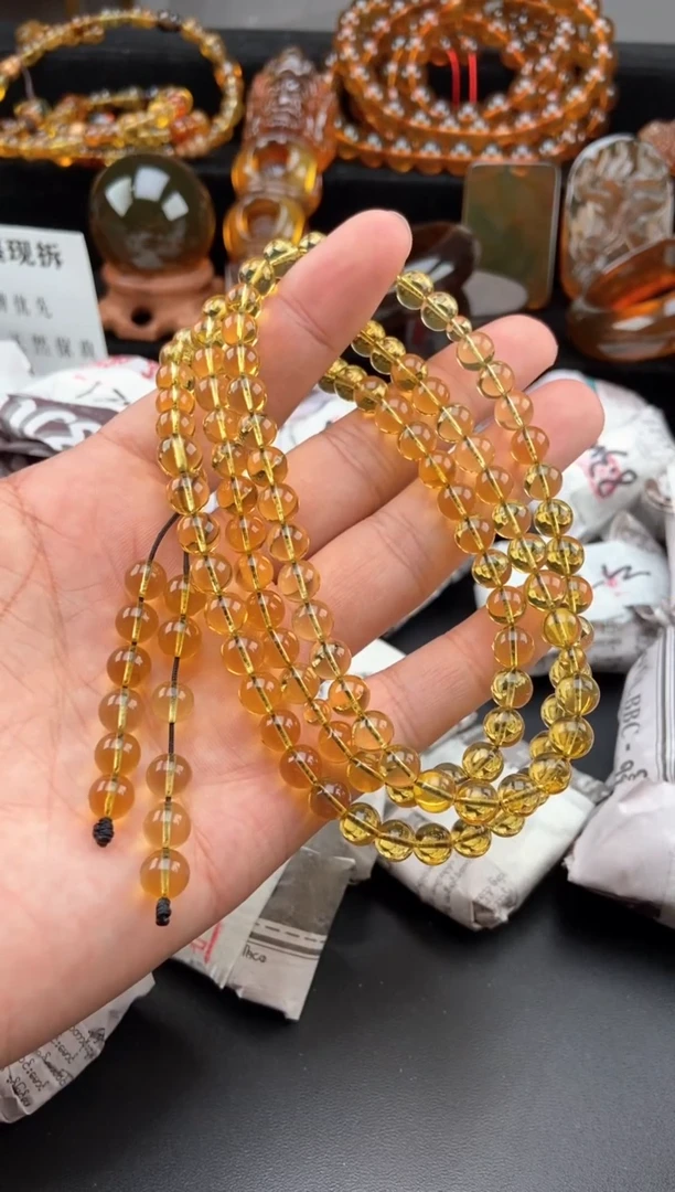 【闪购商品】琥珀手链未镶嵌7毫米蓝珀108项链
