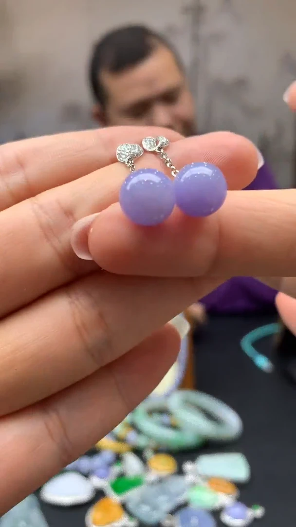 【闪购商品】翡翠耳饰18K金镶嵌8-天然翡翠