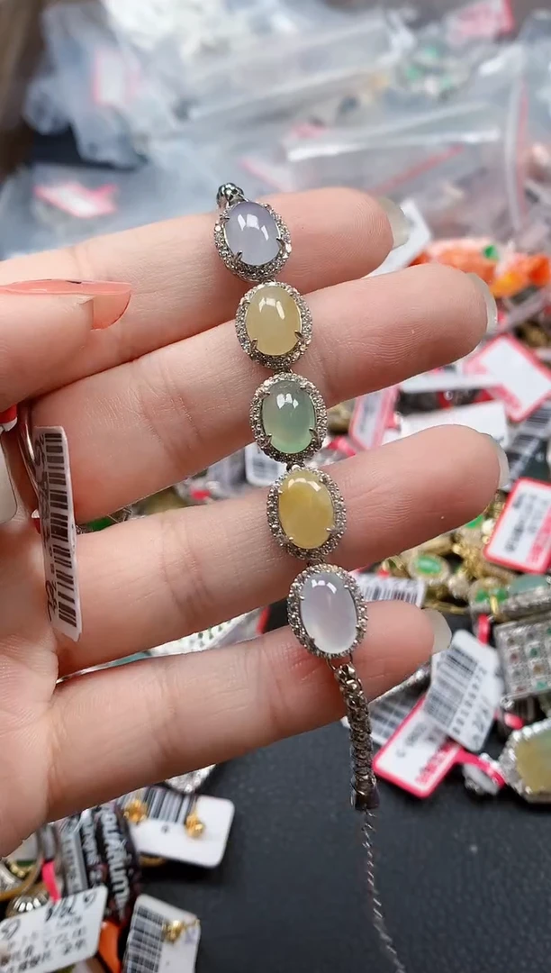 银S925镶嵌戒指翡翠天然A货缅甸翡翠