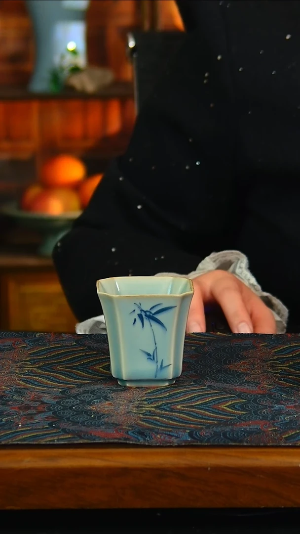 瓷片防古四方杯微瑕