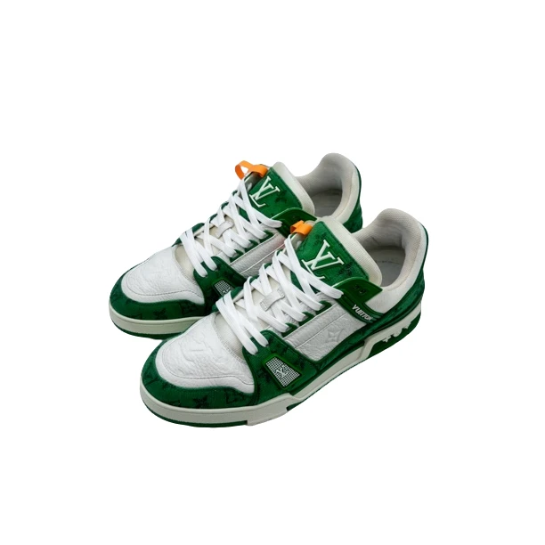 95新 LouisVuitton/路易威登 8码42码白绿牛仔trainer98新vv1316
