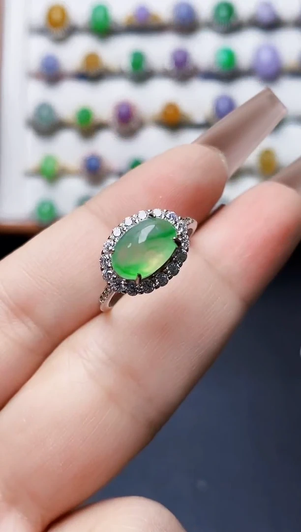 银S925镶嵌戒指翡翠0188