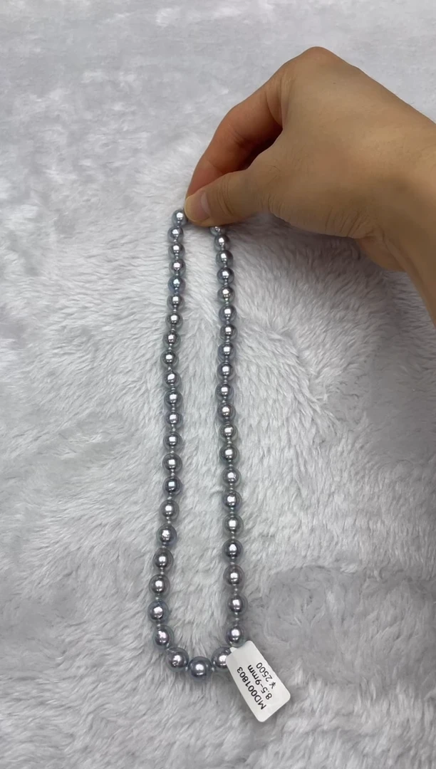 项链银S925镶嵌海水珍珠AK真多麻8.5-9mm