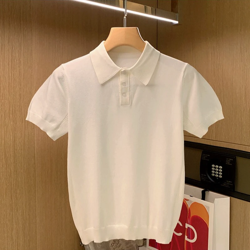 DeweLvum休闲百搭针织短袖T恤男潮英伦时尚商务修身冰丝polo衫男