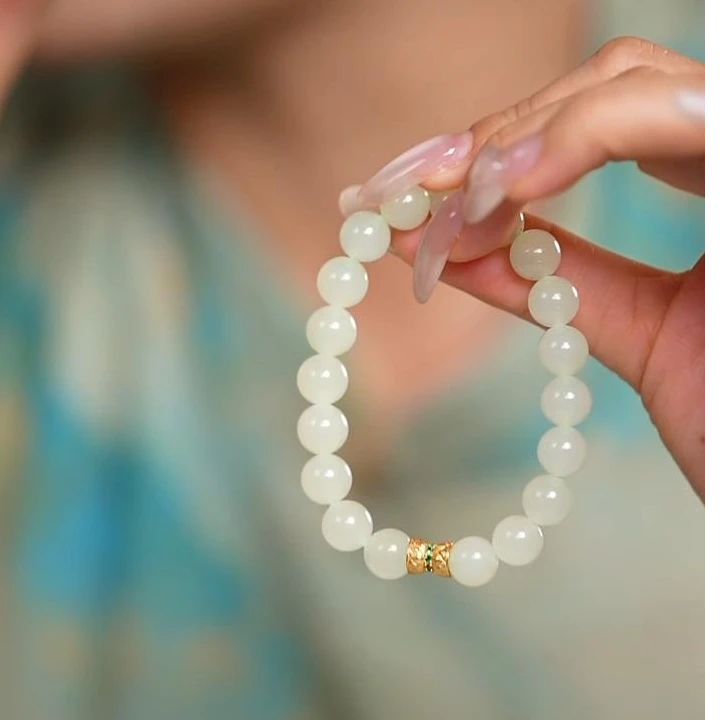 【泽云珠宝】S925和田玉翠晴手串