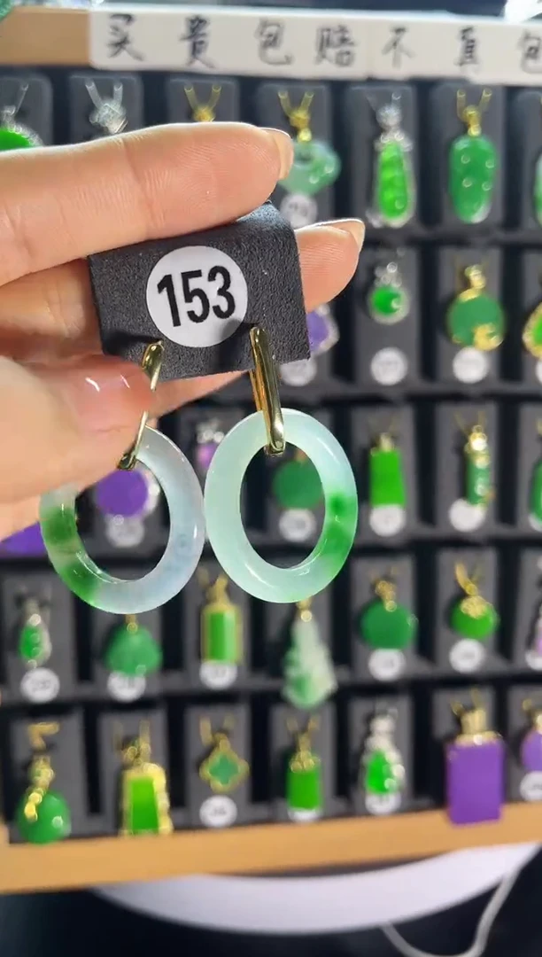 【闪购商品】翡翠耳饰银S925镶嵌153...