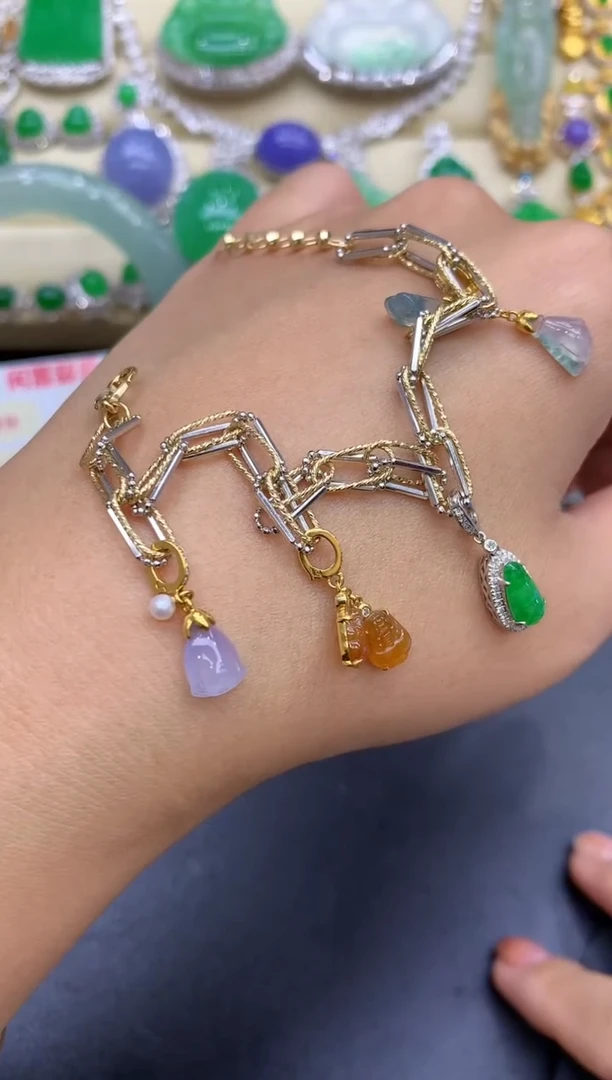 18K金镶嵌手链翡翠337-中国好珍宝