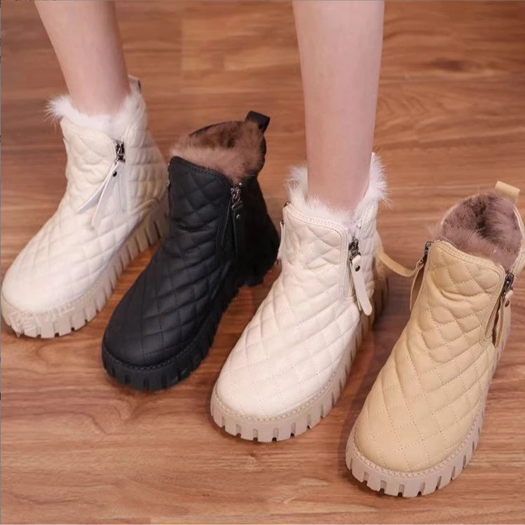 T秋冬雪地靴时尚休闲女鞋百搭防水软底厚底加绒靴子保暖