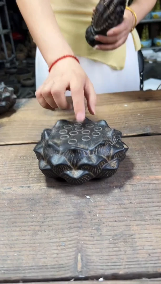 陶土【火山泥】莲蓬实心底座