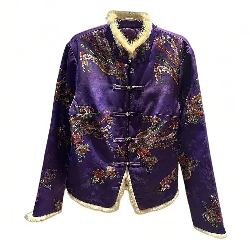 5017#冬季新款新中式《扶桑有喻》女士时尚潮流提花气质百搭外套