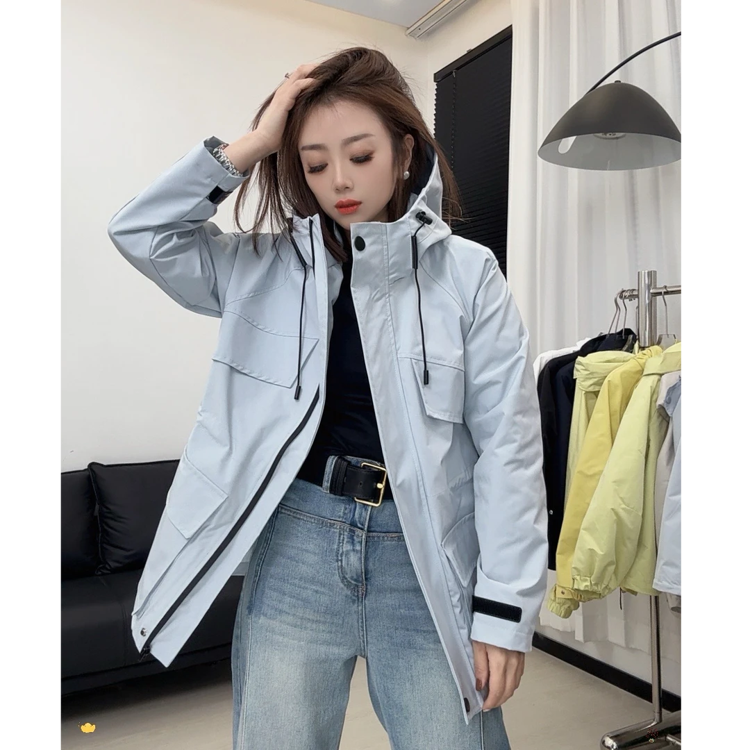 【静轩优选】25年春季新款纯色印花长款风衣外套6688