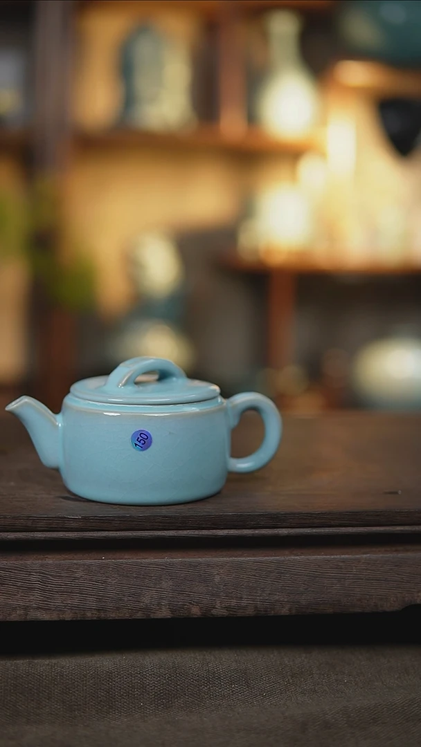 【闪购商品】杯天蓝釉汉瓦壶瑕150