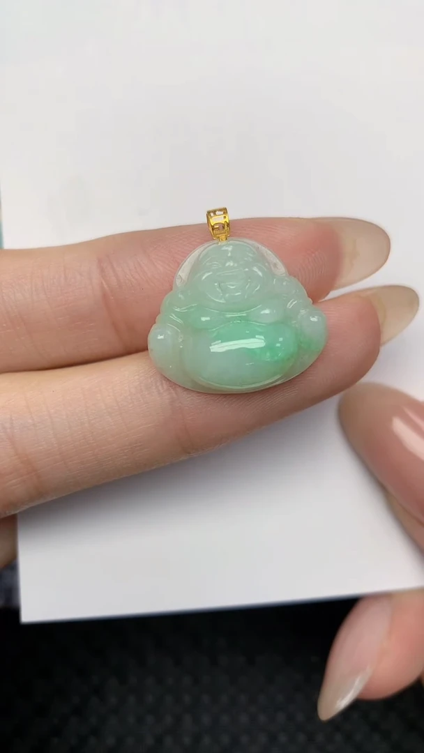 翡翠18K金镶嵌颈饰天然翡翠a货