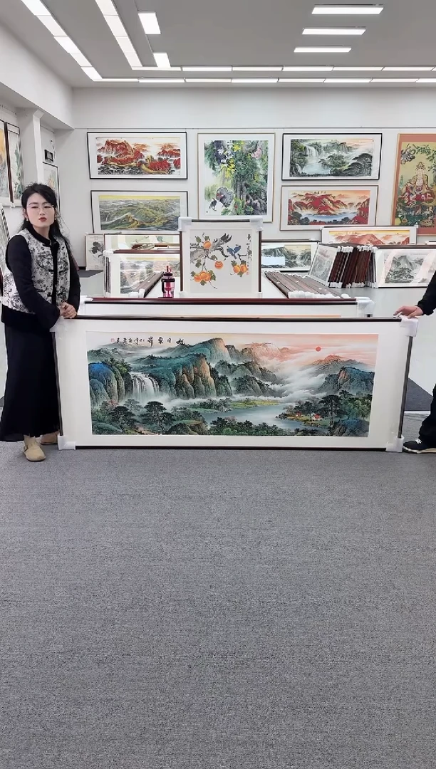 国画手绘  旭日东升 219*88