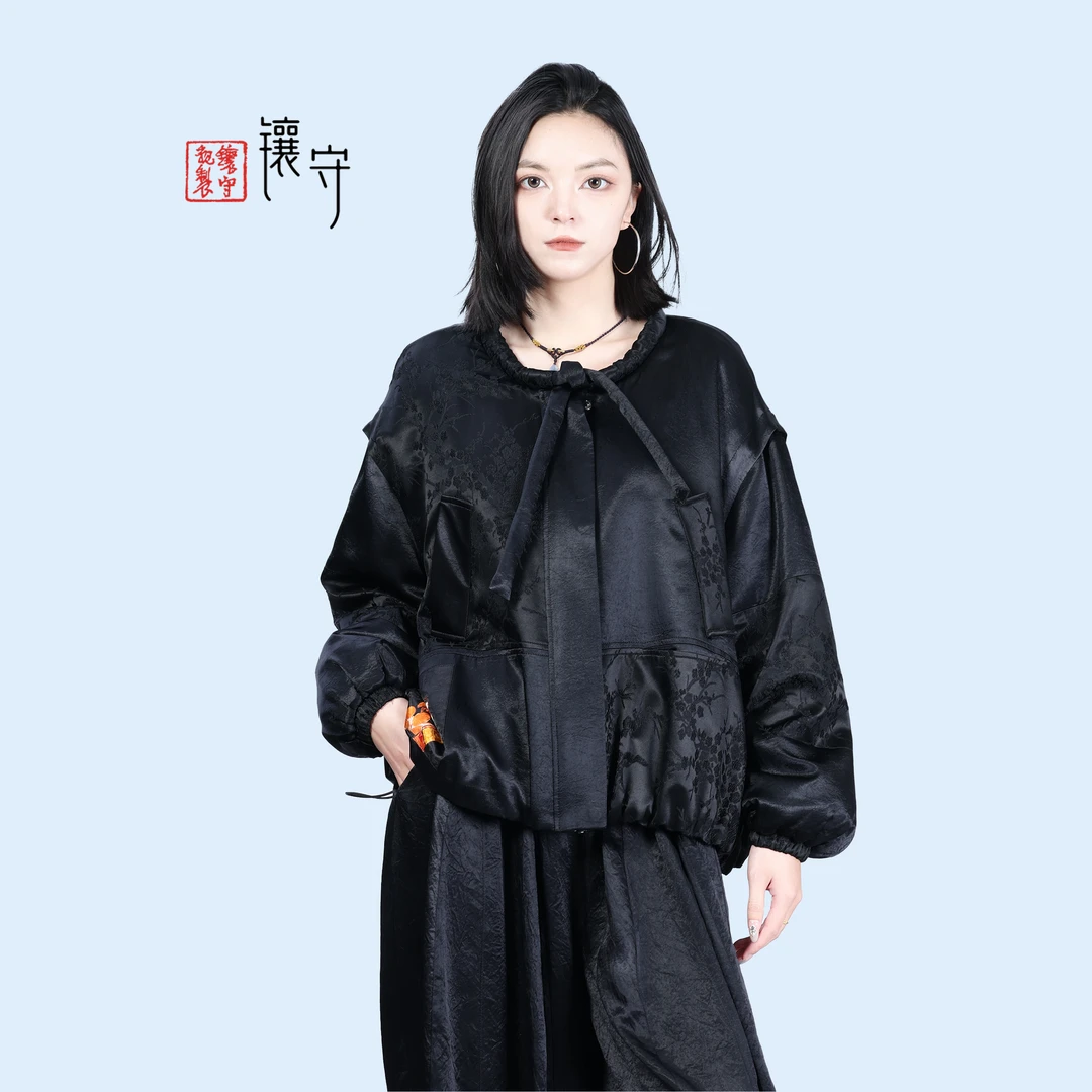 【镶守·霜降】冬季中式优雅气质时尚宽松保暖短款白鹅绒服G3571-1