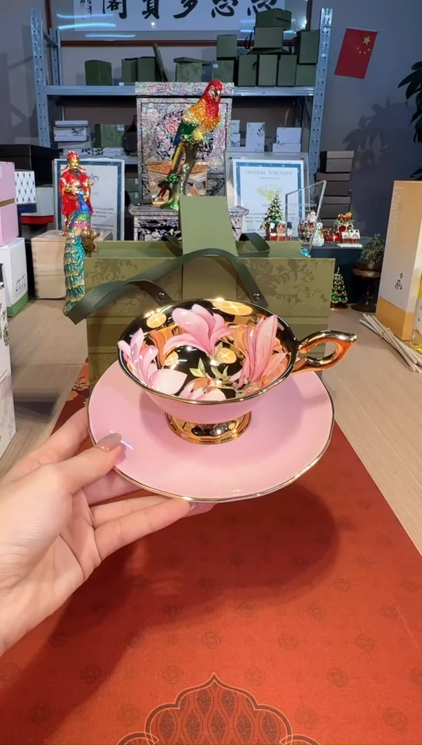 【闪购商品】杯141自然写生（丹顿粉釉玉兰杯碟）