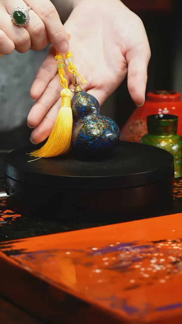 大漆工艺蓝金葫芦