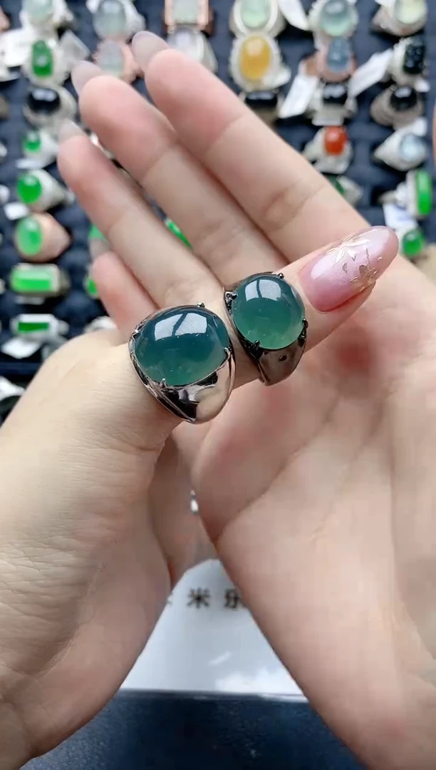 【闪购商品】翡翠戒指银S925镶嵌天然A货翡翠戒指