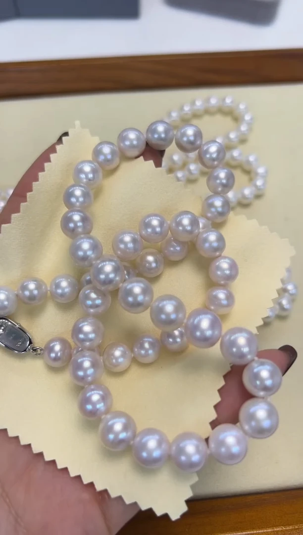 颈饰银S925镶嵌淡水珍珠8.5-9.5mm无核彩珠项链