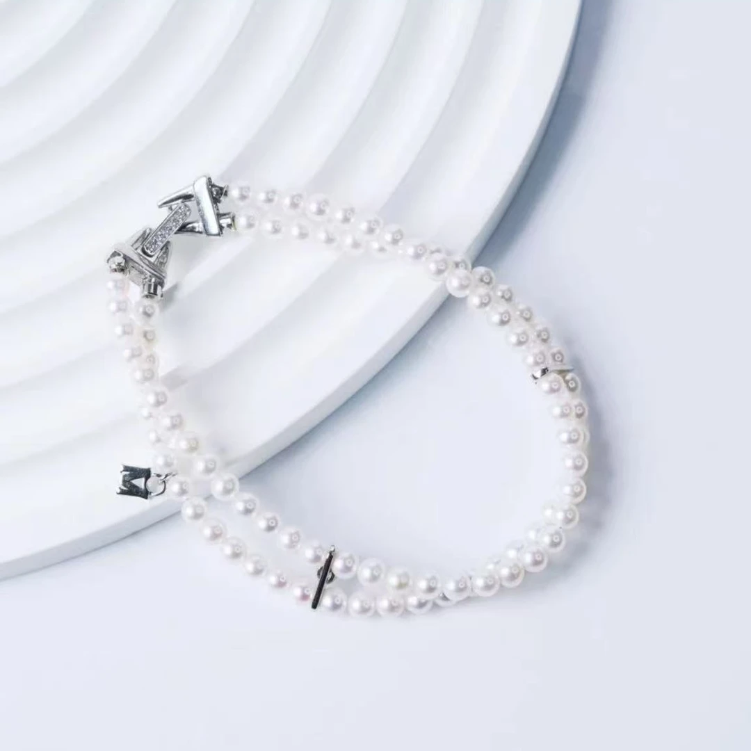【鹿鹿】淡水3-4mm无暇双层珍珠手链S925银