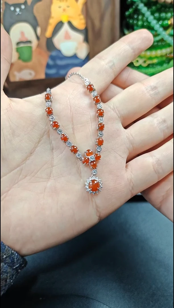 颈饰银S925镶嵌翡翠翡翠颈饰S925银镶嵌