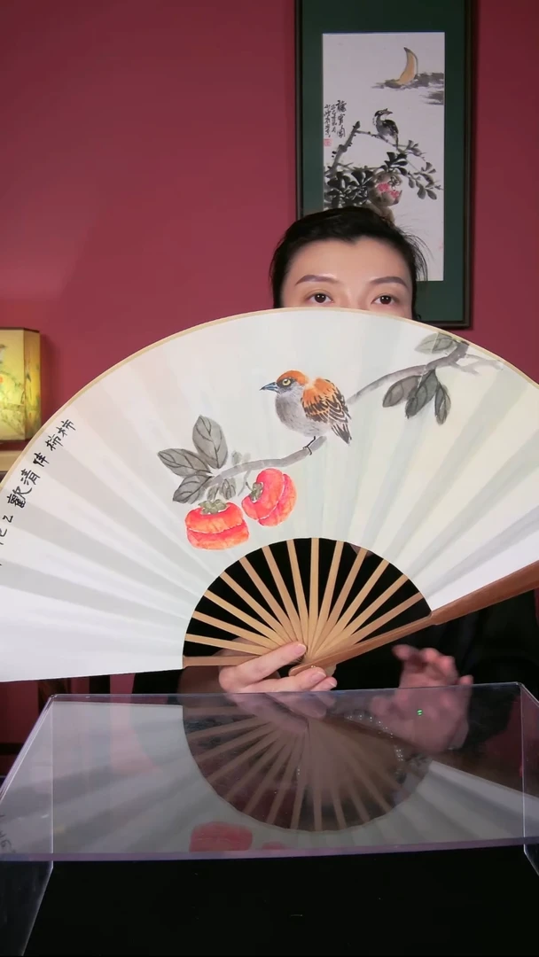 国画秃*哥于明华折扇作品