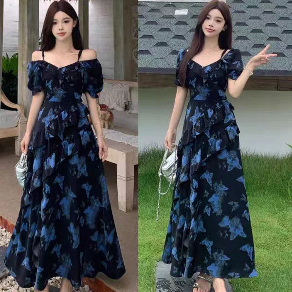 （清货）大码连衣裙女夏季梨形身材碎花裙胖MM遮肚显瘦裙子1877