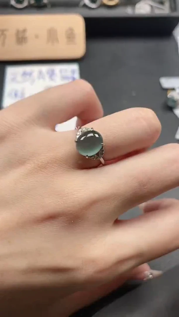 银S925镶嵌戒指翡翠51151