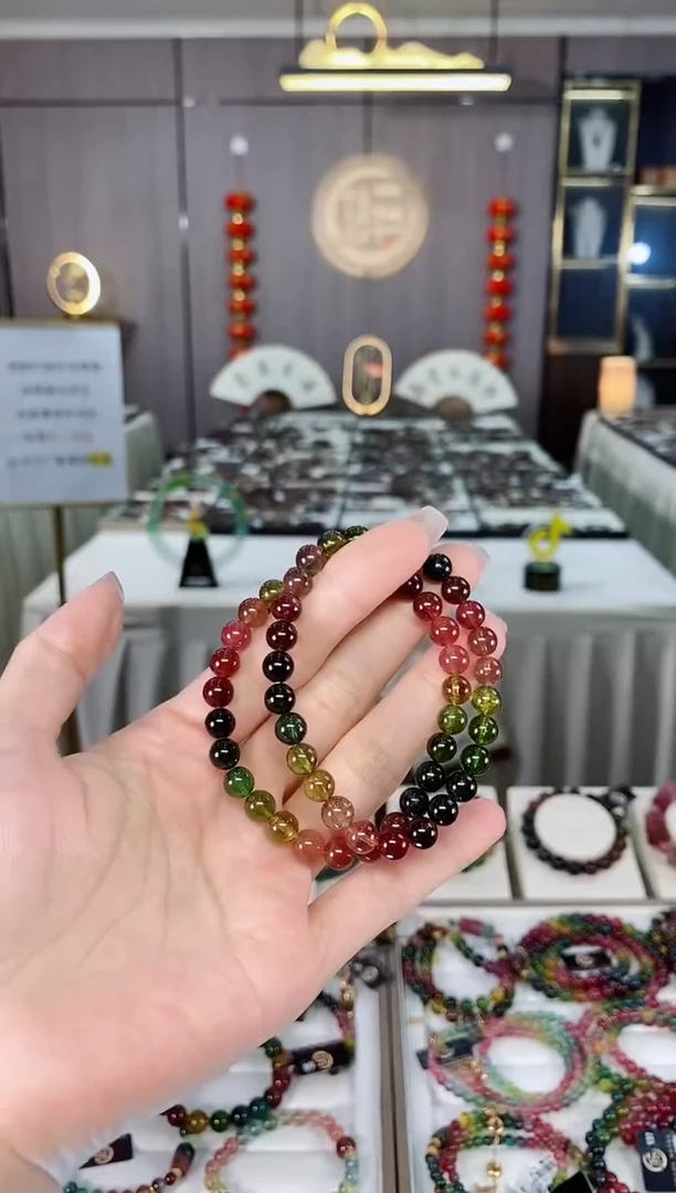 收藏级老矿碧玺单圈手串6.8mm+未镶嵌碧玺多样性发一条hon