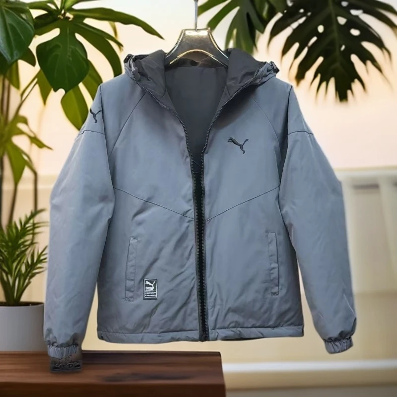 秋冬新款薄棉二棉双色双面穿刺绣连帽百搭休闲户外夹克棉服821