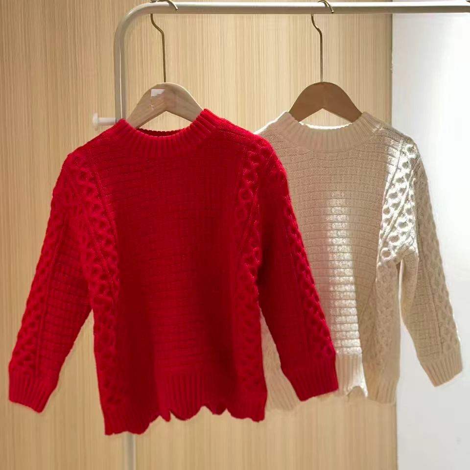 【俐32】儿童秋冬休闲纯色圆领毛衣长袖 -072