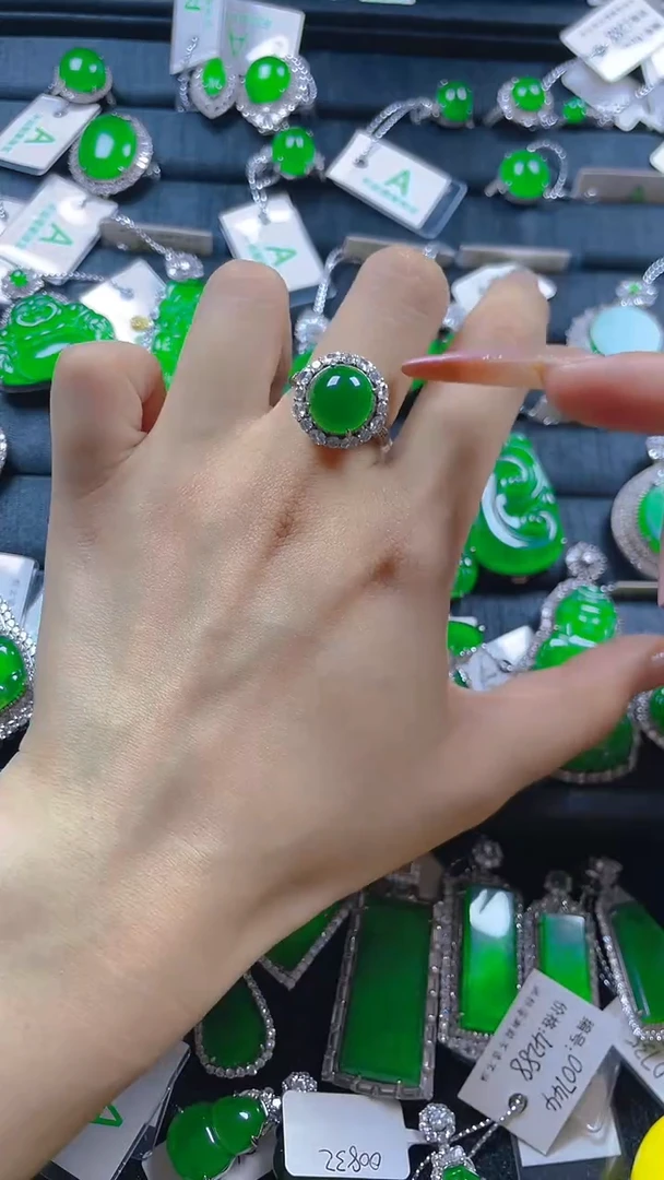 银S925镶嵌戒指翡翠11