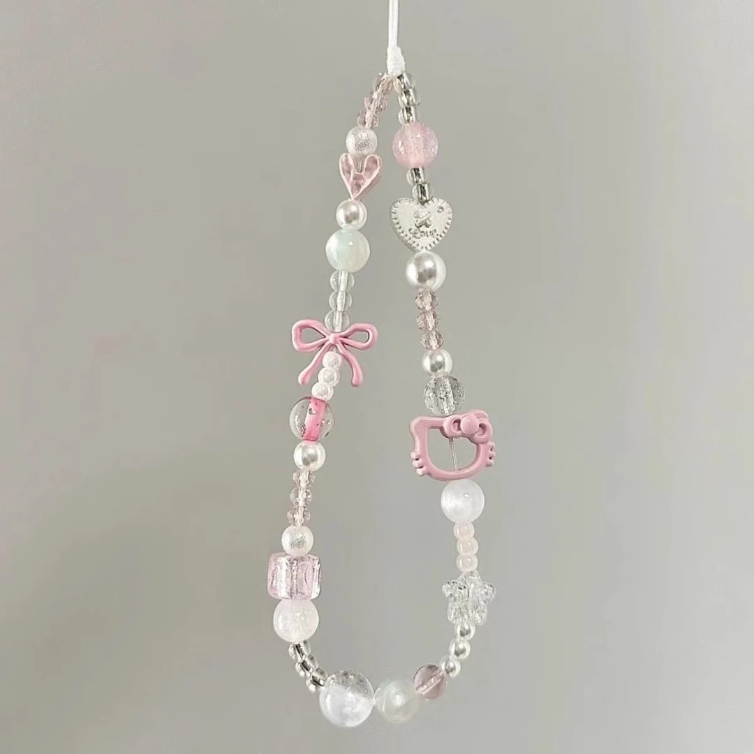 kitty猫蝴蝶结短款手机链条短款手机挂绳女款可爱ccd相机挂链新款