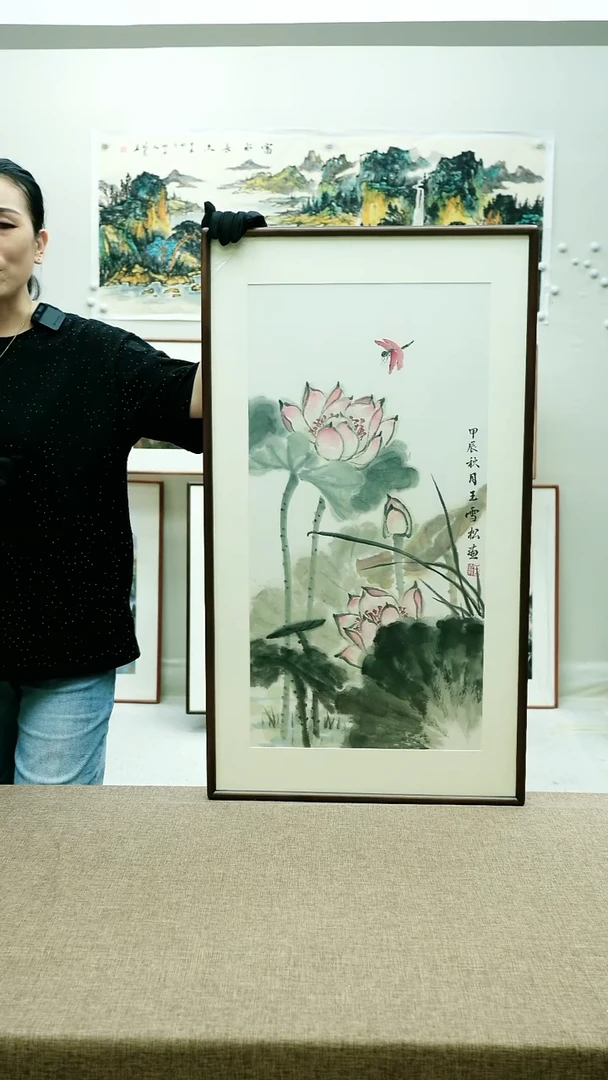 国画52*92王雪松手绘花鸟带框