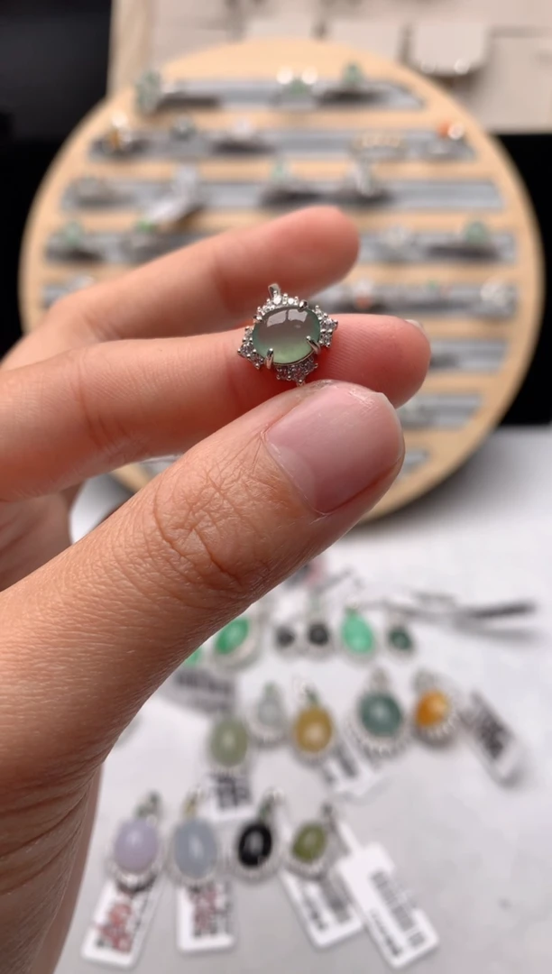 【闪购商品】翡翠戒指银S925镶嵌3号