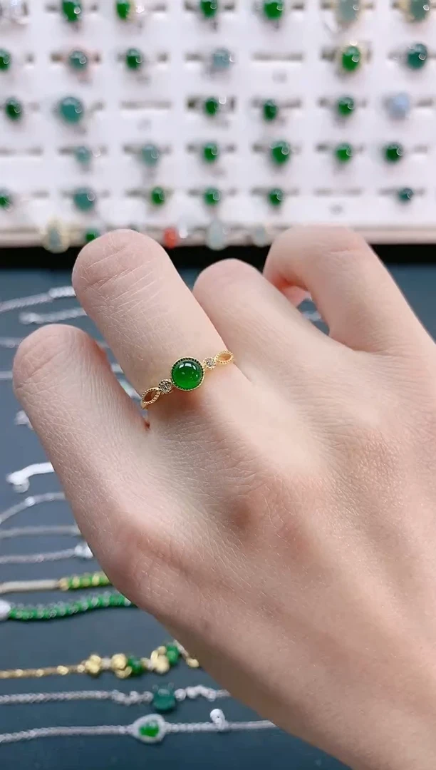 【闪购商品】翡翠戒指银S925镶嵌天然翡翠