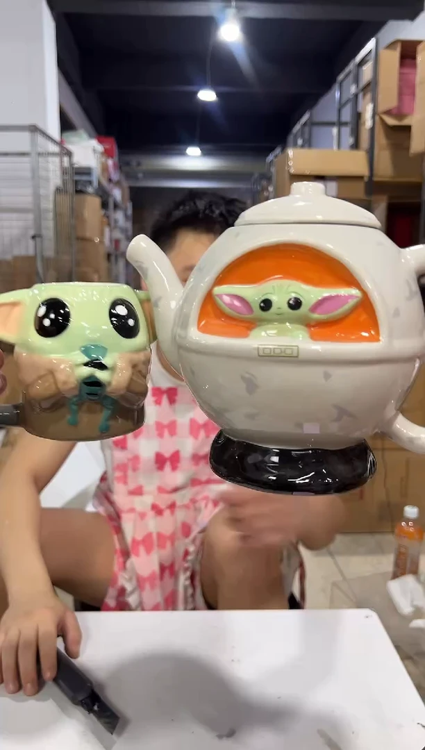 瓷片尤达茶壶一壶一杯