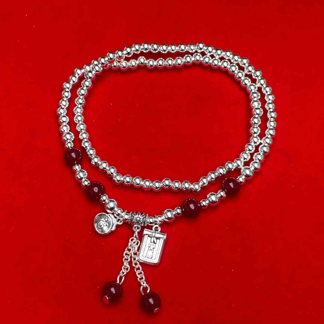 足银手链 999【45】安康福袋三圈手链