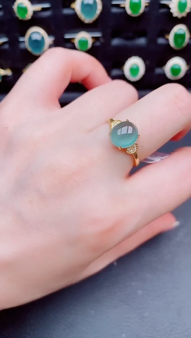 翡翠戒指银S925镶嵌天然a货翡翠54