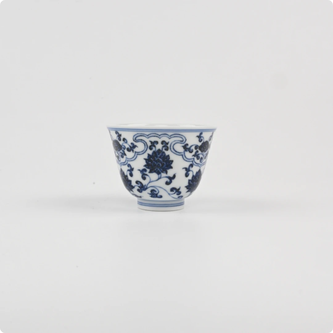 【景德镇名窑口】松风馆 缠枝如意花神杯 窑口茶器全手工手绘