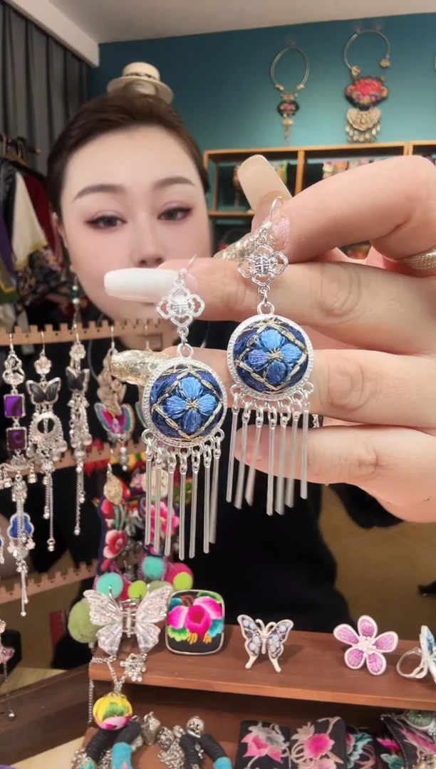 刺绣纯手工民族风刺绣耳环