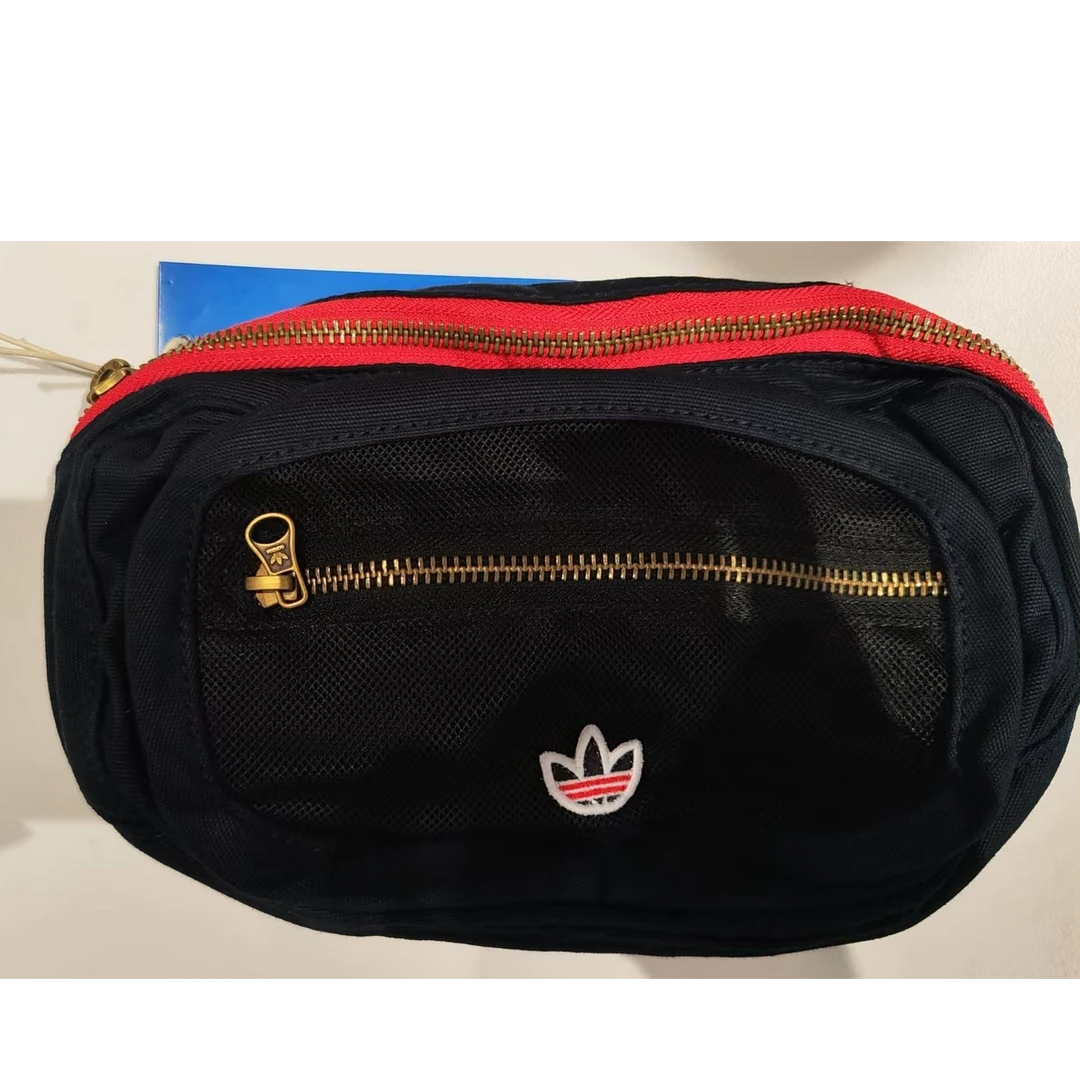 Adidas三叶草冠希联名运动腰包JM6964高能感黑色包腰经典时尚