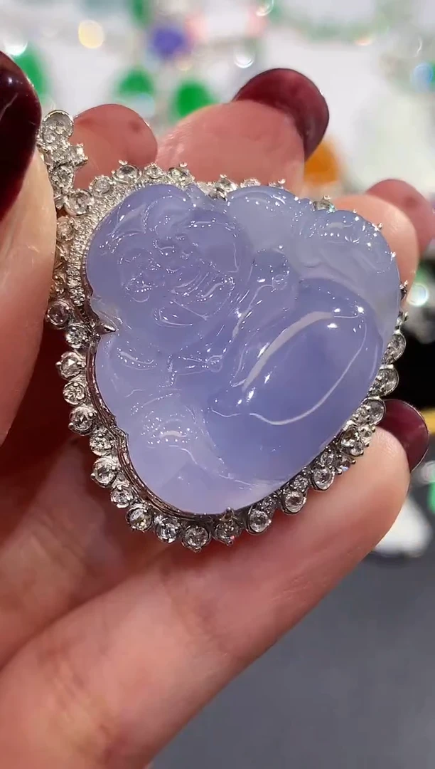 吊坠(不含链)18K金镶嵌翡翠多样性发其一